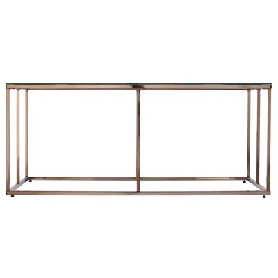 Homezia 42" Champagne Glass And Metal Geometric Coffee Table In Animal Print