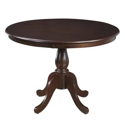 Homezia 42" Espresso Brown Round Turned Pedestal Base Wood Dining Table