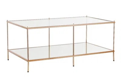 Homezia 42" Gold Glass And Metal Rectangular Mirrored Coffee Table