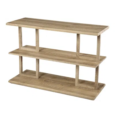 Homezia 42" Natural Floor Shelf Console Table With Storage