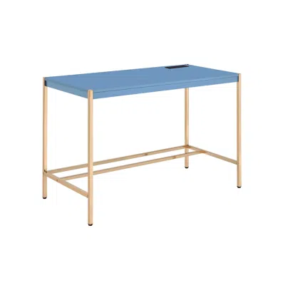 Homezia 42" Navy Blue And Gold Writing Desk