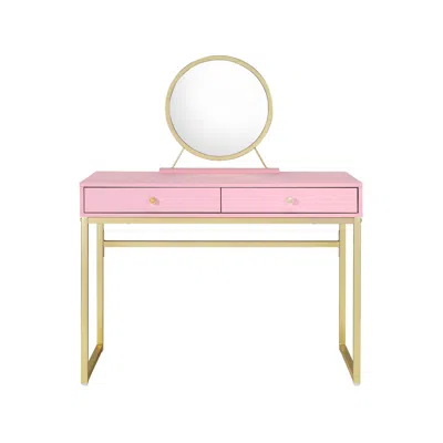 Homezia 42" Pink Mirrored Two Drawer Dresser In Black