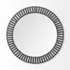 Homezia 42" Round Black Metal Frame Wall Mirror With Wood Beads