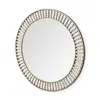 Homezia 42" Round Gold Metal Frame Wall Mirror With White Wood Beads