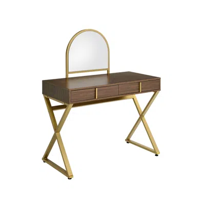 Homezia 42" Vanity Table With Mirror In Brown