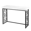 Homezia 42" White And Black Glass Sled Console Table