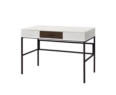 Homezia 42" White And Black Writing Desk
