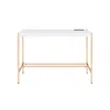 Homezia 42" White And Gold Writing Desk