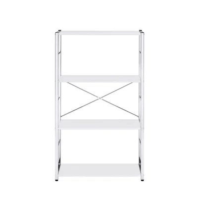 Homezia 42" White Metal Four Tier Etagere Bookcase