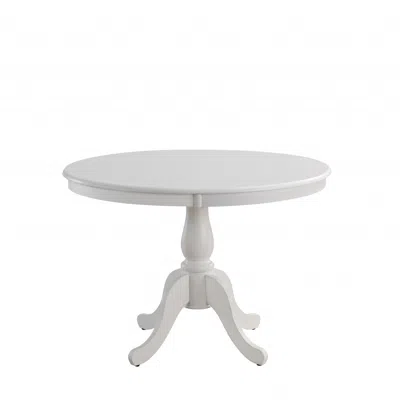 Homezia 42" White Rounded Solid Manufactured Wood And Solid Wood Pedestal Base Dining Table