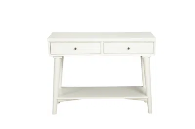 Homezia 42" White Solid And Manufactured Wood Floor Shelf Console Table With Storage With Storage