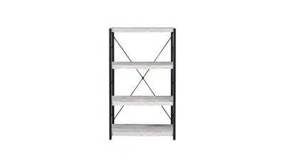 Homezia 43" Antiqued White Metal Four Tier Etagere Bookcase