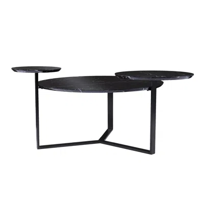 Homezia 43" Black Solid Manufactured Wood And Metal Free Form Coffee Table