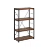 Homezia 43" Brown And Black Metal And Wood Three Tier Etagere Bookcase