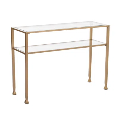 Homezia 43" Clear And Gold Glass Console Table With Storage