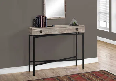 Homezia 43" Taupe And Black Cross Leg Console Table In Gray