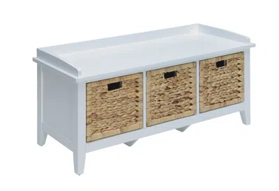 Homezia 43" White Bench With Drawers