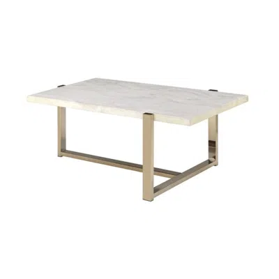 Homezia 43" X 26" X 18" Chrome And White Metal Tube Coffee Table