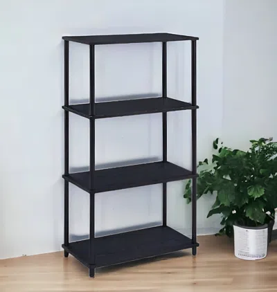 Homezia 44" Black Metal Four Tier Etagere Bookcase