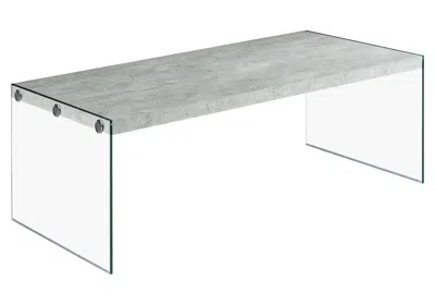 Homezia 44" Gray And Clear Glass Coffee Table