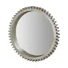 Homezia 44" Round Silver Wood Frame Wall Mirror