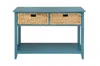 Homezia 44" X 16" X 28" Teal Solid Wood Leg Console Table