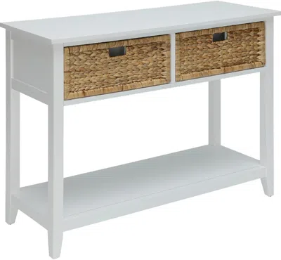 Homezia 44" X 16" X 28" White Solid Wood Leg Console Table In Black