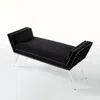 Homezia 45" Black And Clear Upholstered Velvet Bench