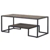 Homezia 45" Black And Rustic Oak Paper Veneer And Metal Rectangular Coffee Table With Shelf