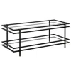Homezia 45" Black Glass And Steel Coffee Table With Shelf