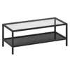 Homezia 45" Black Glass And Steel Coffee Table With Shelf