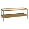 Homezia 45" Gold Glass And Steel Coffee Table With Shelf