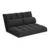 Homezia 45" Gray Futon Convertible Sleeper Loveseat And Toss Pillows