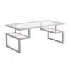 Homezia 45" Silver Glass And Steel Coffee Table With Two Shelves