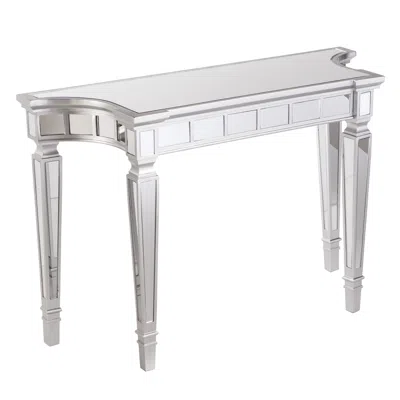 Homezia 45" Silver Mirrored Glass Free Form Console Table