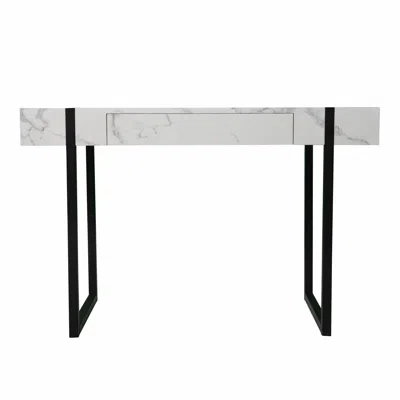 Homezia 45" White And Black Writing Desk