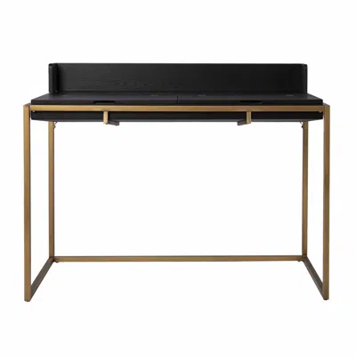 Homezia 46" Black And Gold Writing Desk