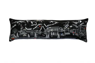 Homezia 46" Black Aspen Nighttime Skyline Lumbar Decorative Pillow