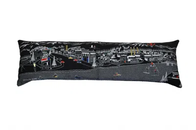 Homezia 46" Black Bend Nighttime Skyline Lumbar Decorative Pillow