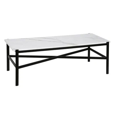 Homezia 46" Black Faux Marble And Steel Coffee Table