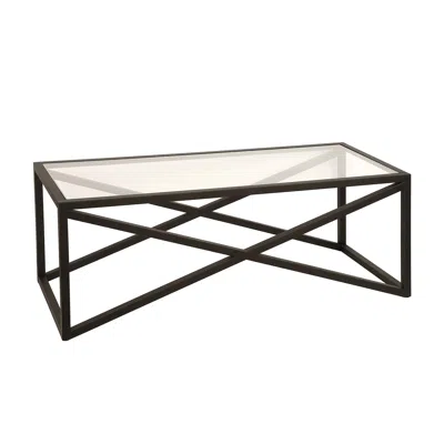 Homezia 46" Black Glass And Steel Coffee Table