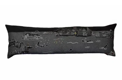 Homezia 46" Black Hawaii Nighttime Skyline Lumbar Decorative Pillow