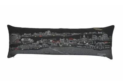 Homezia 46" Black New Orleans Nighttime Skyline Lumbar Decorative Pillow