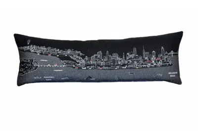 Homezia 46" Black Philadelphia Nighttime Skyline Lumbar Decorative Pillow