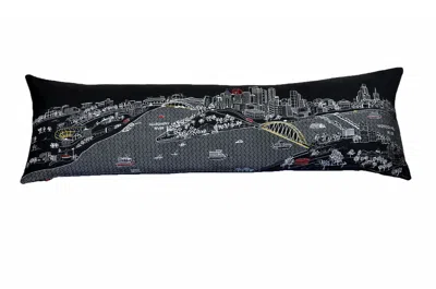 Homezia 46" Black Pittsburgh Nighttime Skyline Lumbar Decorative Pillow