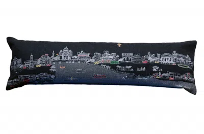 Homezia 46" Black Rome Nighttime Skyline Lumbar Decorative Pillow