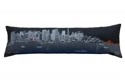 Homezia 46" Black San Francisco Nighttime Skyline Lumbar Decorative Pillow