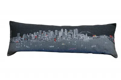 Homezia 46" Black Seattle Nighttime Skyline Lumbar Decorative Pillow