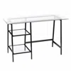 Homezia 46" Clear And Black Glass Writing Desk