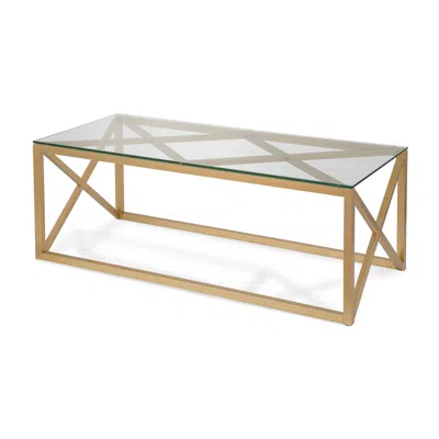 Homezia 46" Gold Glass And Steel Coffee Table